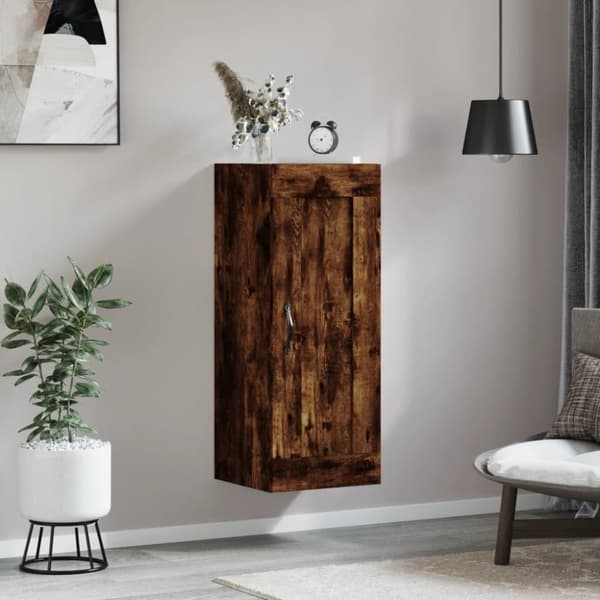 vidaXL Veggskap røkt eik 34,5x34x90 cm konstruert tre