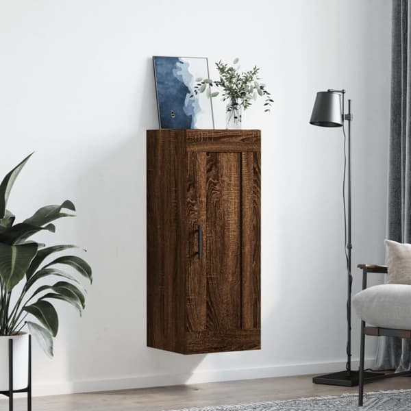 vidaXL vægskab 34,5x34x90 cm konstrueret træ brun egetræsfarve