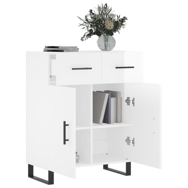 vidaXL Skänk vit högglans 69,5x34x90 cm konstruerat trä