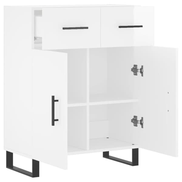 vidaXL Skänk vit högglans 69,5x34x90 cm konstruerat trä