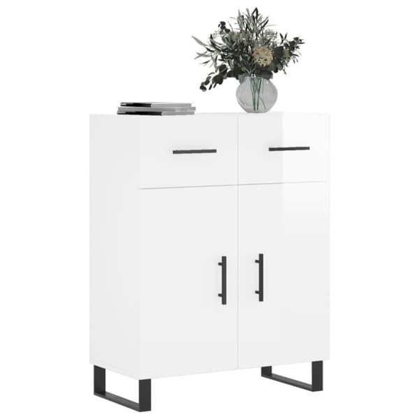 vidaXL Skänk vit högglans 69,5x34x90 cm konstruerat trä