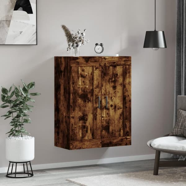 vidaXL Veggskap røkt eik 69,5x34x90 cm konstruert tre