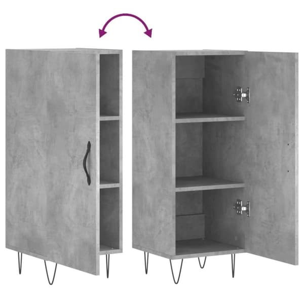 vidaXL Skjenk betonggrå 34,5x34x90 cm konstruert tre