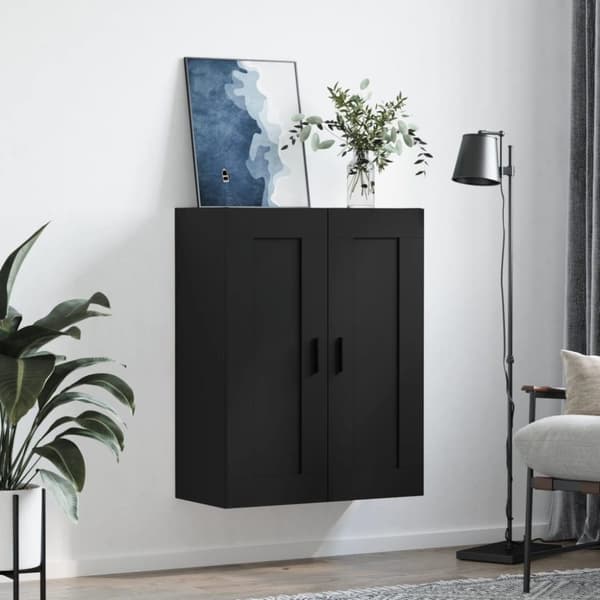 vidaXL vægskab 69,5x34x90 cm konstrueret træ sort