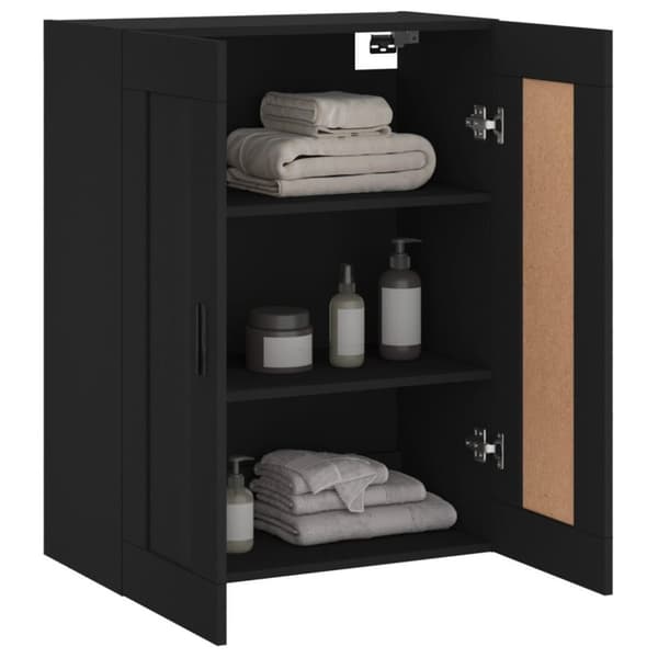 vidaXL Veggmontert skap svart 69,5x34x90 cm konstruert tre