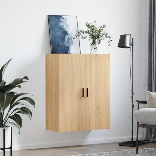 vidaXL Seinäkiinnitettävä kaappi Sonoma-tammi 69,5x34x90 cm