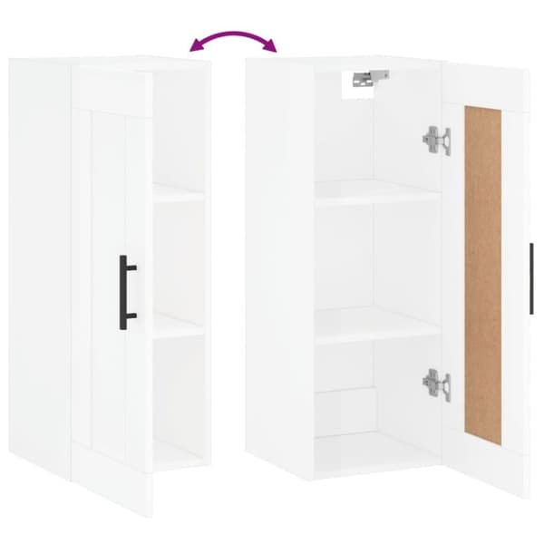 vidaXL vægskab 34,5x34x90 cm konstrueret træ hvid højglans