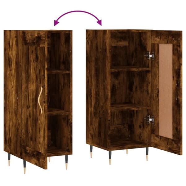 vidaXL Skjenk røkt eik 34,5x34x90 cm konstruert tre