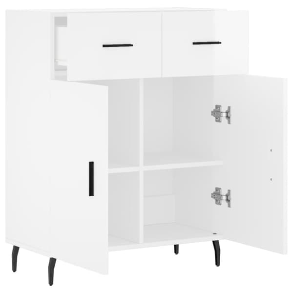 vidaXL Skjenk høyglans hvit 69,5x34x90 cm konstruert tre
