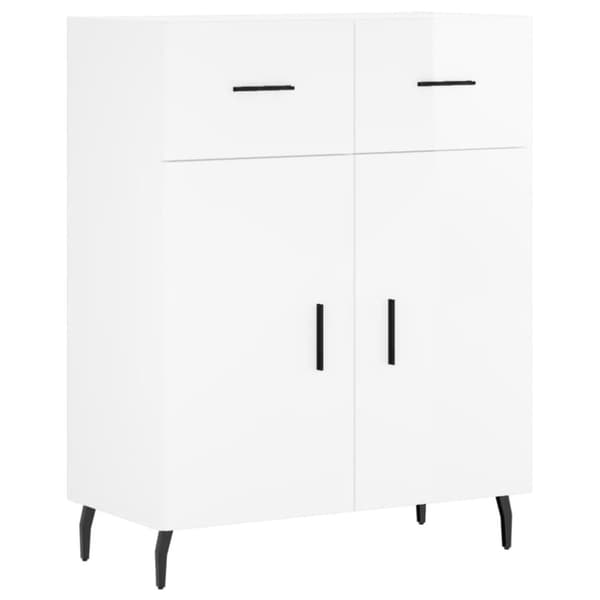 vidaXL Skjenk høyglans hvit 69,5x34x90 cm konstruert tre