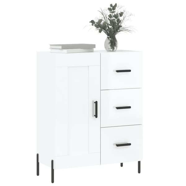 vidaXL Skjenk høyglans hvit 69,5x34x90 cm konstruert tre