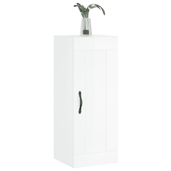 vidaXL vægskab 34,5x34x90 cm konstrueret træ hvid højglans