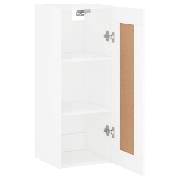 vidaXL vægskab 34,5x34x90 cm konstrueret træ hvid højglans