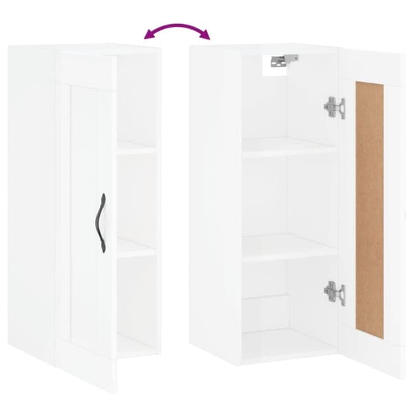 vidaXL vægskab 34,5x34x90 cm konstrueret træ hvid højglans