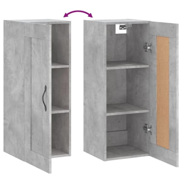 vidaXL vægskab 34,5x34x90 cm konstrueret træ betongrå