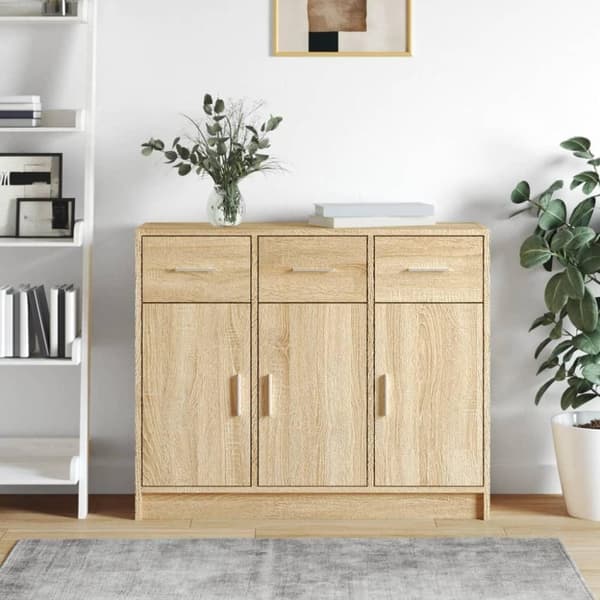 vidaXL skænk 91x28x75 cm konstrueret træ sonoma-eg