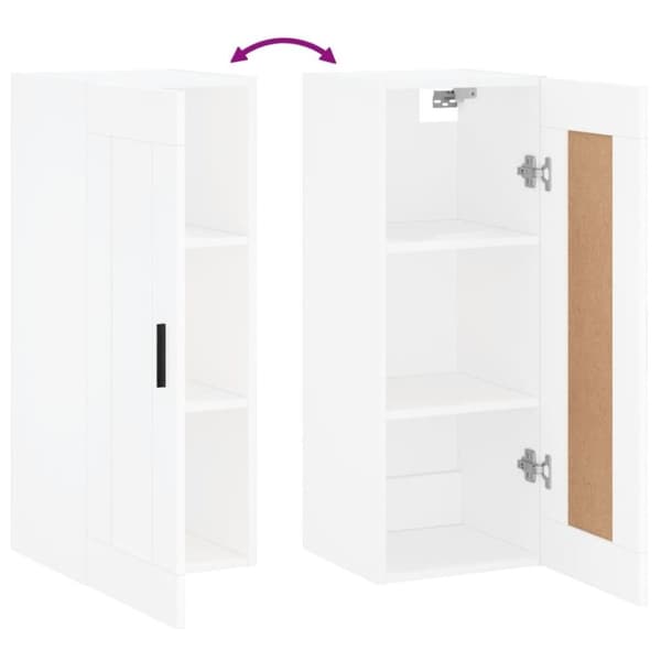 vidaXL Veggmontert skap hvit 34,5x34x90 cm konstruert tre