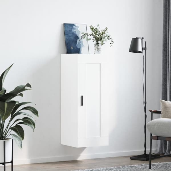vidaXL vægskab 34,5x34x90 cm konstrueret træ hvid
