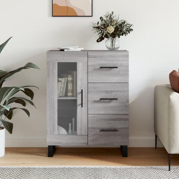vidaXL skænk 69,5x34x90 cm konstrueret træ grå sonoma-eg