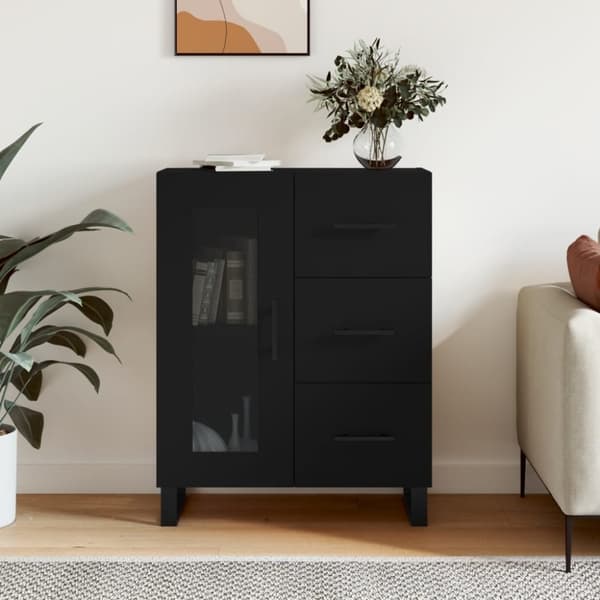 vidaXL skænk 69,5x34x90 cm konstrueret træ sort