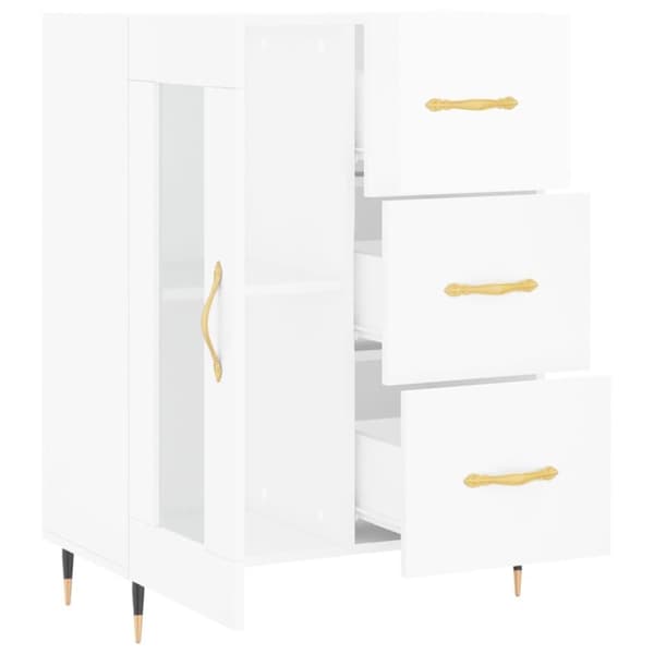 vidaXL Skänk vit högglans 69,5x34x90 cm konstruerat trä