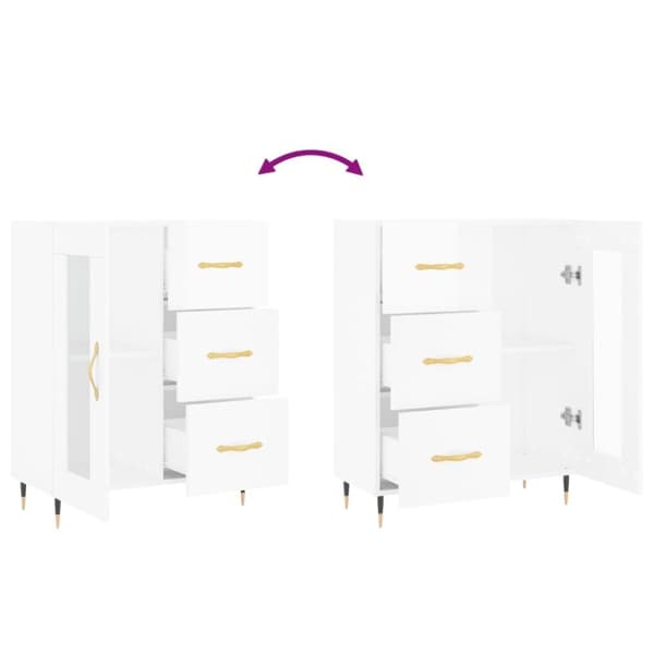 vidaXL Skänk vit högglans 69,5x34x90 cm konstruerat trä