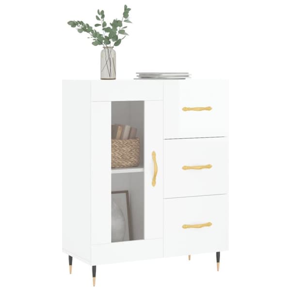 vidaXL Skänk vit högglans 69,5x34x90 cm konstruerat trä