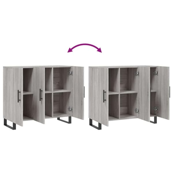 vidaXL skab 90x34x80 cm konstrueret træ grå sonoma-eg