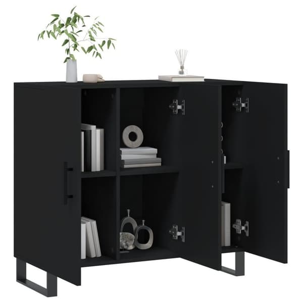 vidaXL Skjenk svart 90x34x80 cm konstruert tre