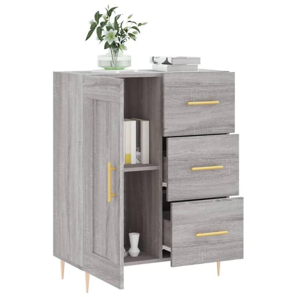 vidaXL skænk 69,5x34x90 cm konstrueret træ grå sonoma-eg