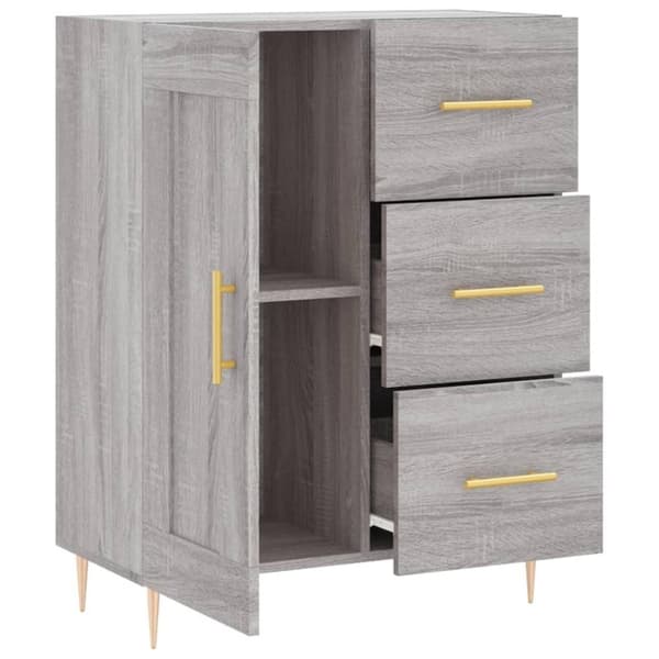 vidaXL skænk 69,5x34x90 cm konstrueret træ grå sonoma-eg