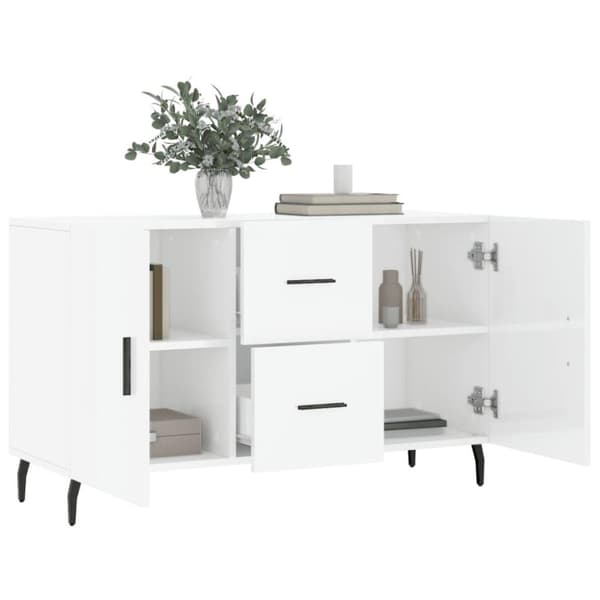 vidaXL Senkki korkeakiilto valkoinen 100x36x60 cm tekninen puu