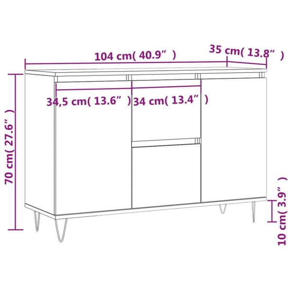 vidaXL Skänk svart 104x35x70 cm konstruerat trä