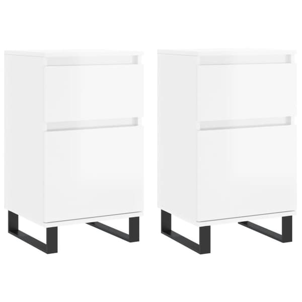 vidaXL Byråer 2 st vit högglans 40x35x70 cm konstruerat trä