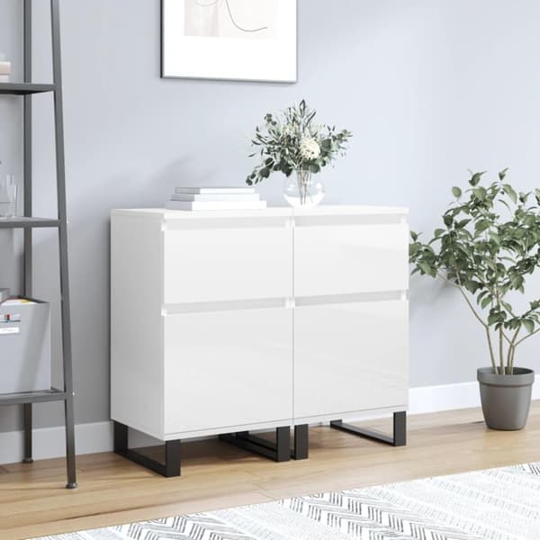 vidaXL Senkit 2kpl korkeakiilto valkoinen 40x35x70 cm tekninen puu
