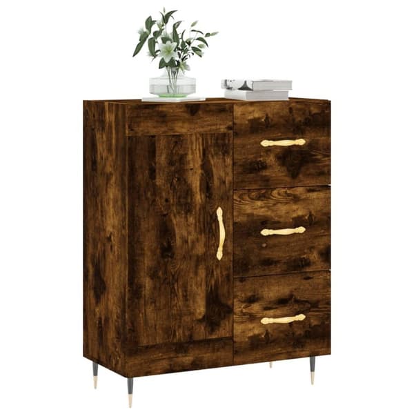 vidaXL Skjenk røkt eik 69,5x34x90 cm konstruert tre