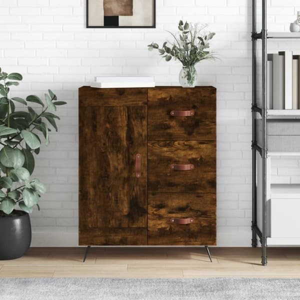 vidaXL skænk 69,5x34x90 cm konstrueret træ røget egetræsfarve