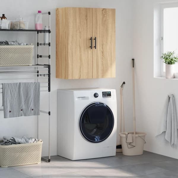 vidaXL væghængt skab 69,5x34x90 cm konstrueret træ sonoma-eg