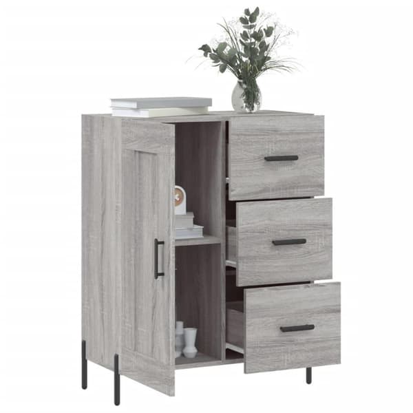 vidaXL skænk 69,5x34x90 cm konstrueret træ grå sonoma-eg