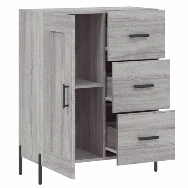 vidaXL skænk 69,5x34x90 cm konstrueret træ grå sonoma-eg