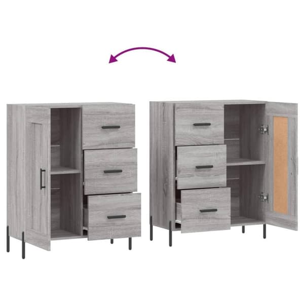 vidaXL skænk 69,5x34x90 cm konstrueret træ grå sonoma-eg