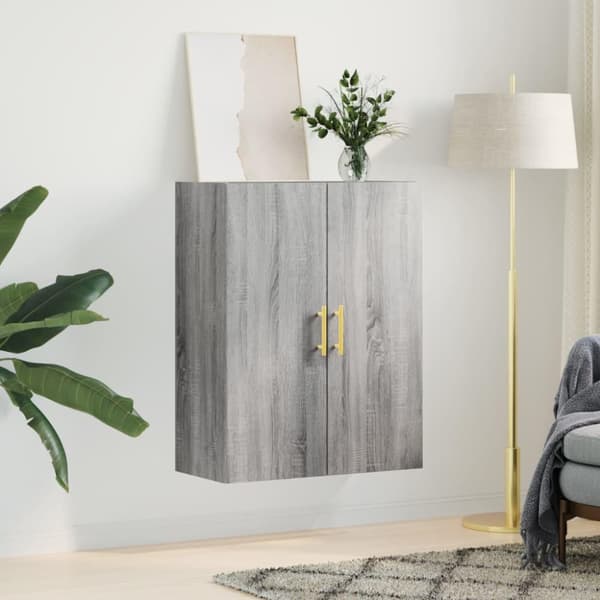 vidaXL væghængt skab 69,5x34x90 cm konstrueret træ grå sonoma-eg