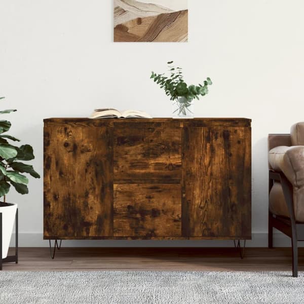 vidaXL skænk 104x35x70 cm konstrueret træ røget egetræsfarve
