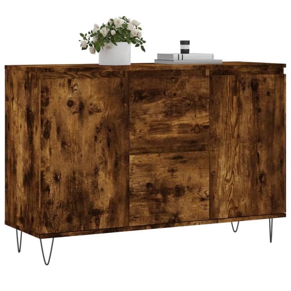 vidaXL skænk 104x35x70 cm konstrueret træ røget egetræsfarve