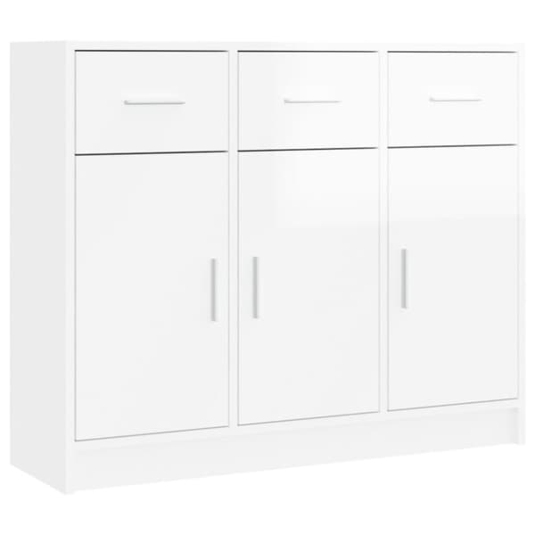vidaXL Senkki korkeakiilto valkoinen 91x28x75 cm tekninen puu