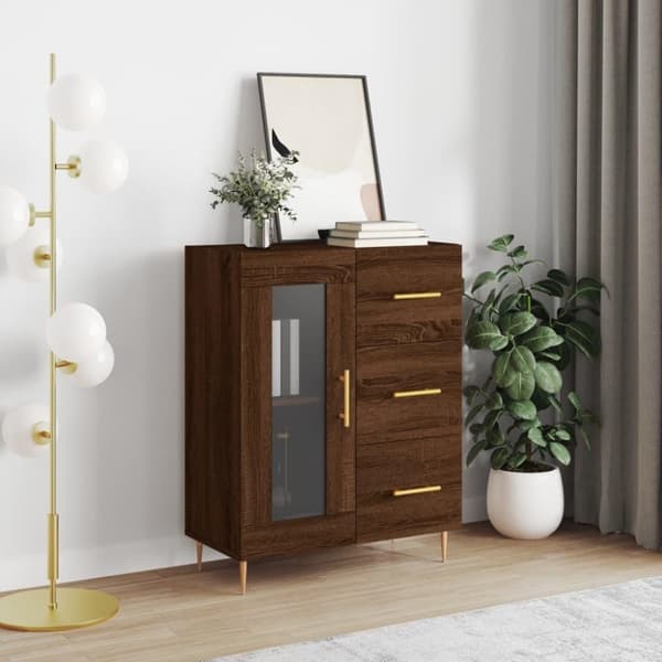 vidaXL skænk 69,5x34x90 cm konstrueret træ brun egetræsfarve