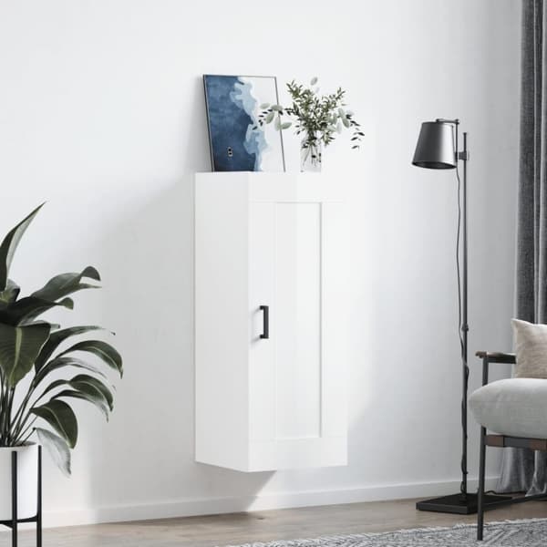 vidaXL Väggskåp vit högglans 34,5x34x90 cm konstruerat trä