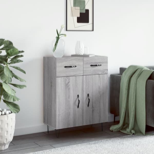 vidaXL skænk 69,5x34x90 cm konstrueret træ grå sonoma-eg