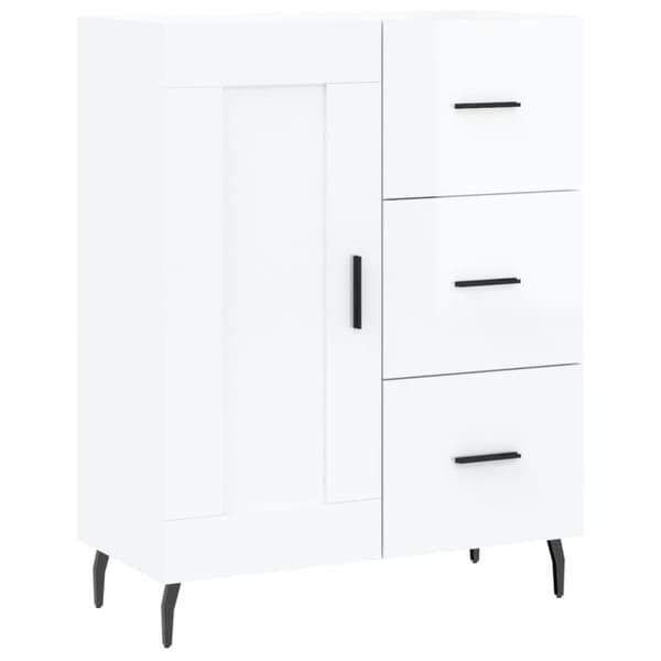 vidaXL Skjenk høyglans hvit 69,5x34x90 cm konstruert tre