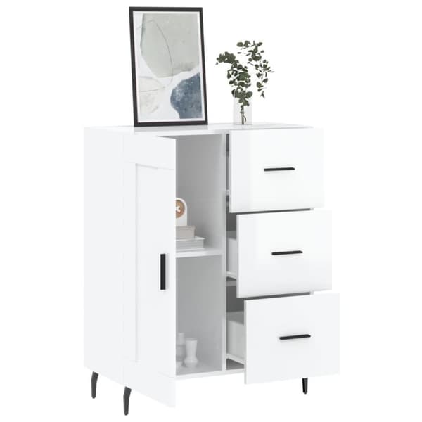 vidaXL skænk 69,5x34x90 cm konstrueret træ hvid højglans